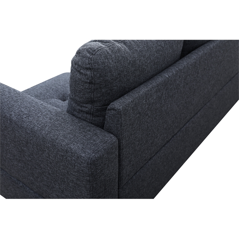 Pemberly Row L Shaped Black Gray Couch with Ottoman(Pillows Included) Microfiber