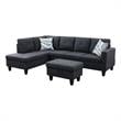 Pemberly Row L Shaped Black Gray Couch with Ottoman(Pillows Included) Microfiber