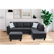 Pemberly Row L Shaped Black Gray Couch with Ottoman(Pillows Included) Microfiber