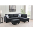 Pemberly Row L Shaped Black Gray Couch with Ottoman(Pillows Included) Microfiber