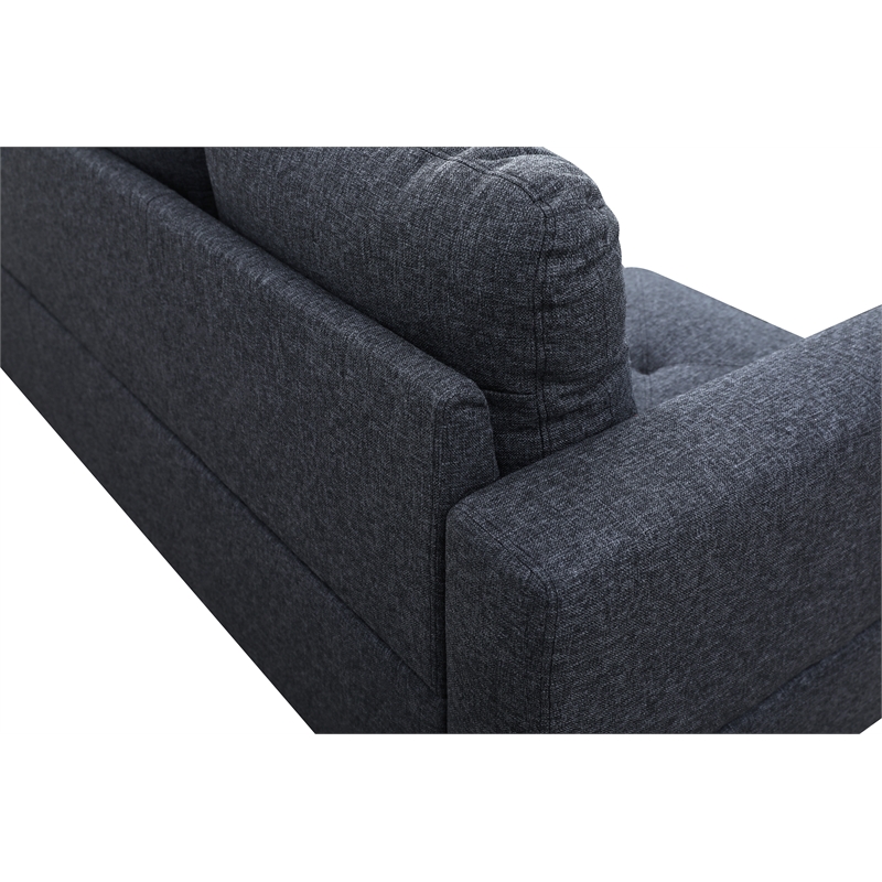 Pemberly Row L Shaped Black Gray Couch with Ottoman(Pillows Included) Microfiber