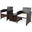 Pemberly Row 3-piece Patio Rattan/Wicker Sofas and Coffee Table in White Cushion