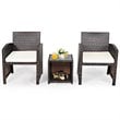 Pemberly Row 3-piece Patio Rattan/Wicker Sofas and Coffee Table in White Cushion