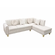 Pemberly Row 2Piece Sectional Microfiber White color L shape Elegant sofa pillow