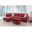 Pemberly Row L Shaped Red Couch w/ Storage Ottoman(Pillows Included) Microfiber