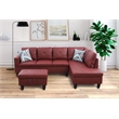 Pemberly Row L Shaped Red Couch w/ Storage Ottoman(Pillows Included) Microfiber