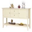 Pemberly Row MDF & Pine Wood Sideboard w/ Drawers & Storage Cabinets in Beige