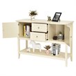 Pemberly Row MDF & Pine Wood Sideboard w/ Drawers & Storage Cabinets in Beige