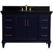 Pemberly Row 49 in. Single Wooden Vanity Blue w/ Black Galaxy Granite Oval Sink