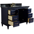 Pemberly Row 49 in. Single Wooden Vanity Blue w/ Black Galaxy Granite Oval Sink