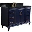 Pemberly Row 49 in. Single Wooden Vanity Blue w/ Black Galaxy Granite Oval Sink