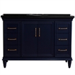 Pemberly Row 49 in. Single Wooden Vanity Blue w/ Black Galaxy Granite Oval Sink