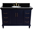 Pemberly Row 49 in. Single Wooden Vanity Blue w/ Black Galaxy Granite Oval Sink