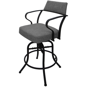 Pemberly Row Swivel Tilt Bar 30&quot Metal Bar Stool-Mojave Gray Fabric-Gray Frame