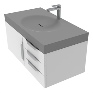 Pemberly Row 36&quot Soild Surface Bath Black Vanity Set-Black Top-Brushed Nickel