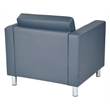 Pemberly Row Contemporary Faux Leather Armchair In Blue Vinyl Fabric