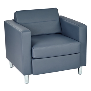Pemberly Row Contemporary Faux Leather Armchair In Blue Vinyl Fabric