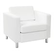Pemberly Row Contemporary Faux Leather Armchair In Snow White Vinyl Fabric