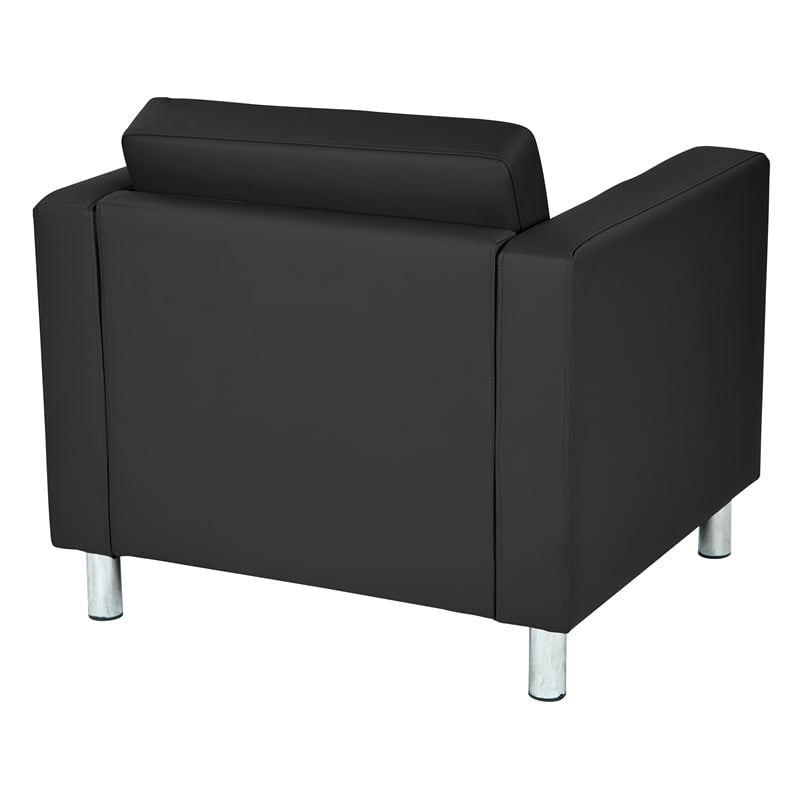 Pemberly Row Contemporary Faux Leather Armchair In Black Vinyl