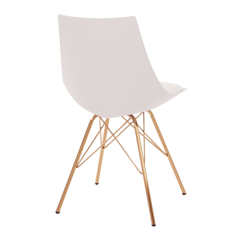 Pemberly Row Chair in White Faux Leather with Gold Chrome Base