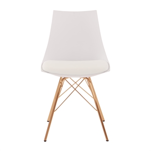 Pemberly Row Chair in White Faux Leather with Gold Chrome Base