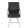 Pemberly Row Guest Faux Leather Chair in Black with Chrome Base