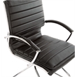 Pemberly Row Guest Faux Leather Chair in Black with Chrome Base