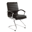 Pemberly Row Guest Faux Leather Chair in Black with Chrome Base