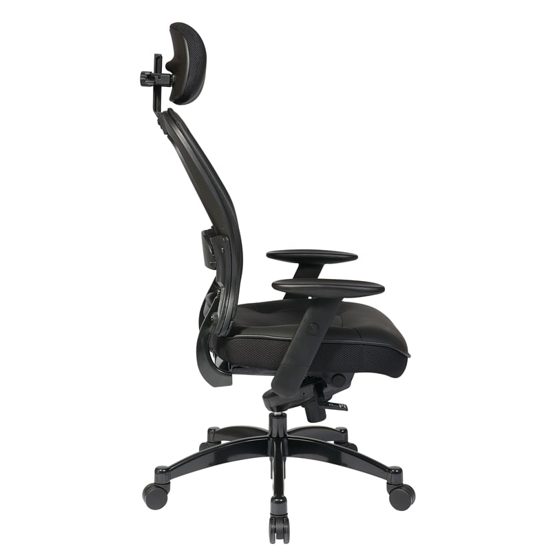 Pemberly Row Black Back Executive Office Chair with Leather Seat