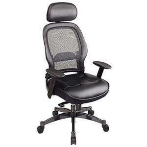 pemberly row black back executive office chair with leather seat