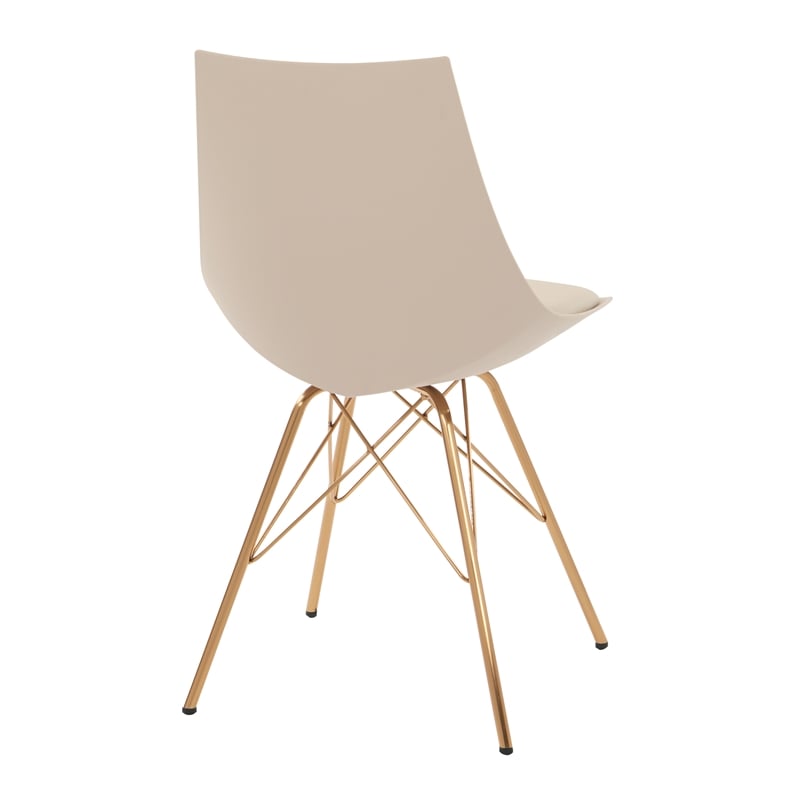Pemberly Row Chair in Cream Beige Faux Leather with Gold Chrome Base