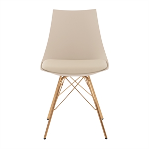 Pemberly Row Chair in Cream Beige Faux Leather with Gold Chrome Base