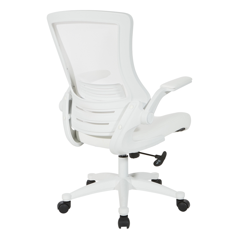 Pemberly Row White Screen Back Manager's Chair in White Faux Leather