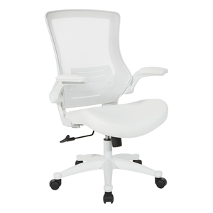 Pemberly Row White Screen Back Manager's Chair in White Faux Leather