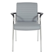 Pemberly Row Guest Chair in Charcoal Gray Faux Leather with Chrome Frame