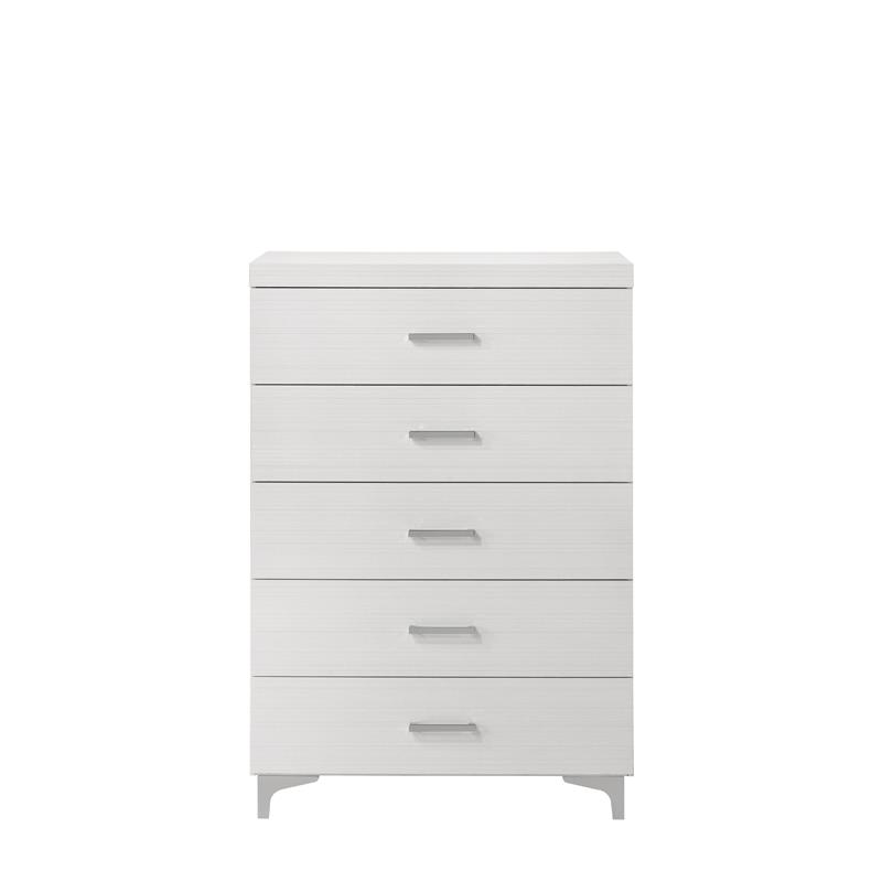 Pemberly Row Contemporary 5-Drawer Wood Chest in White Finish
