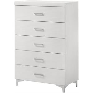 Pemberly Row Contemporary 5-Drawer Wood Chest in White Finish