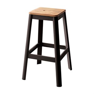 Pemberly Row Contemporary Wood Bar Stool in Natural and Black