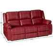 Pemberly Row Modern Faux Leather Motion Reclining Sofa in Red
