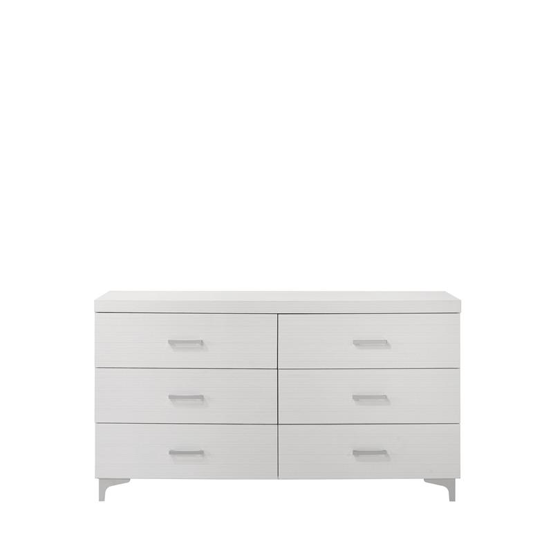 Pemberly Row Contemporary 6-Drawer Wood Frame Dresser in White