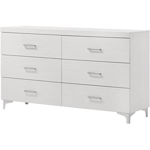 Pemberly Row Contemporary 6-Drawer Wood Frame Dresser in White