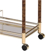 Pemberly Row Modern Serving Cart in Gold Plated and Clear Glass