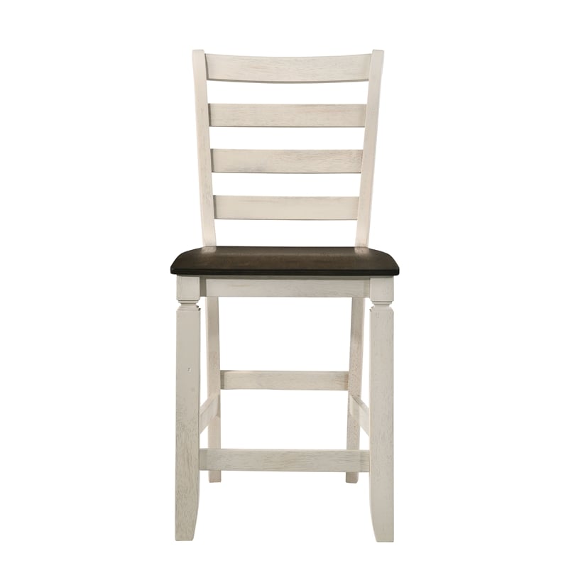 Pemberly Row Wood Counter Height Chair in Tan and Antique White