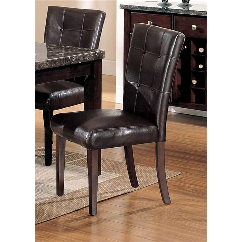 Pemberly Row Modern Side Chair in Espresso and Walnut (Set of 2)