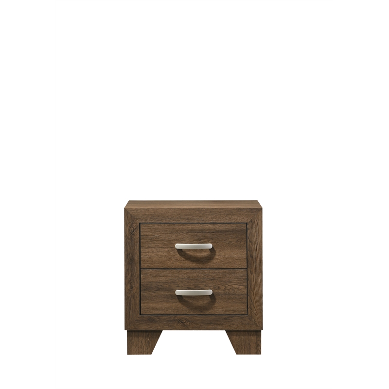 Pemberly Row Contemporary Wood 2-Drawer Bedroom Nightstand in Oak