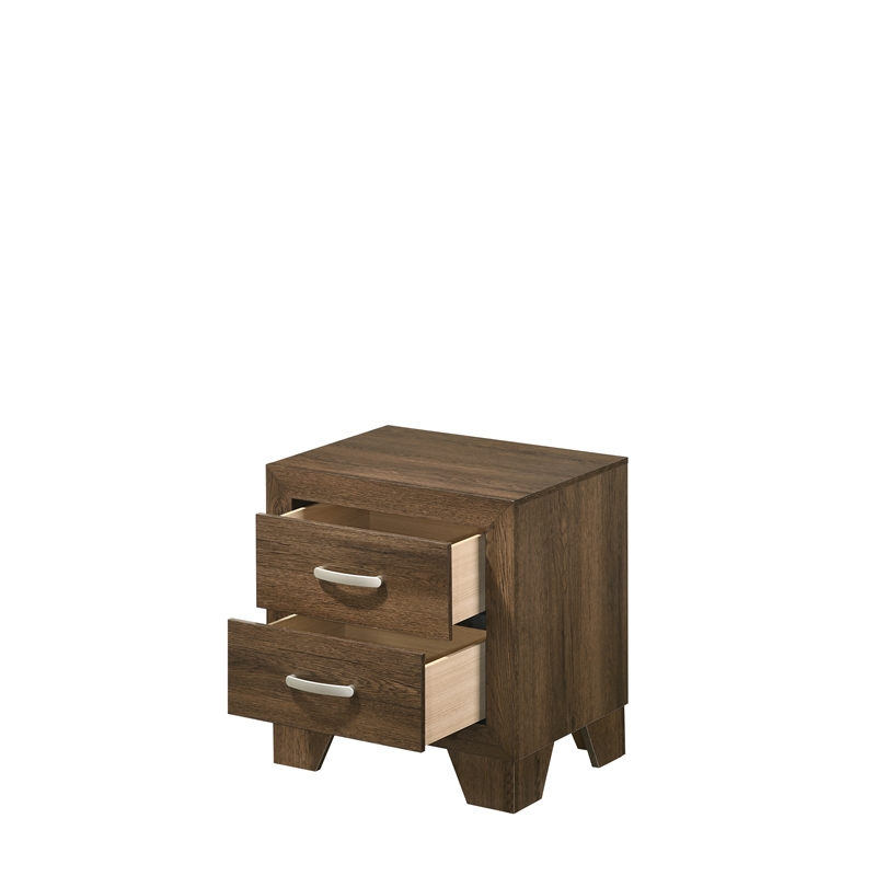 Pemberly Row Contemporary Wood 2-Drawer Bedroom Nightstand in Oak