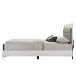 Pemberly Row Faux Leather Tufted Queen Bed with LED in Gray White