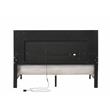 Pemberly Row Faux Leather Tufted Queen Bed with LED in Gray White