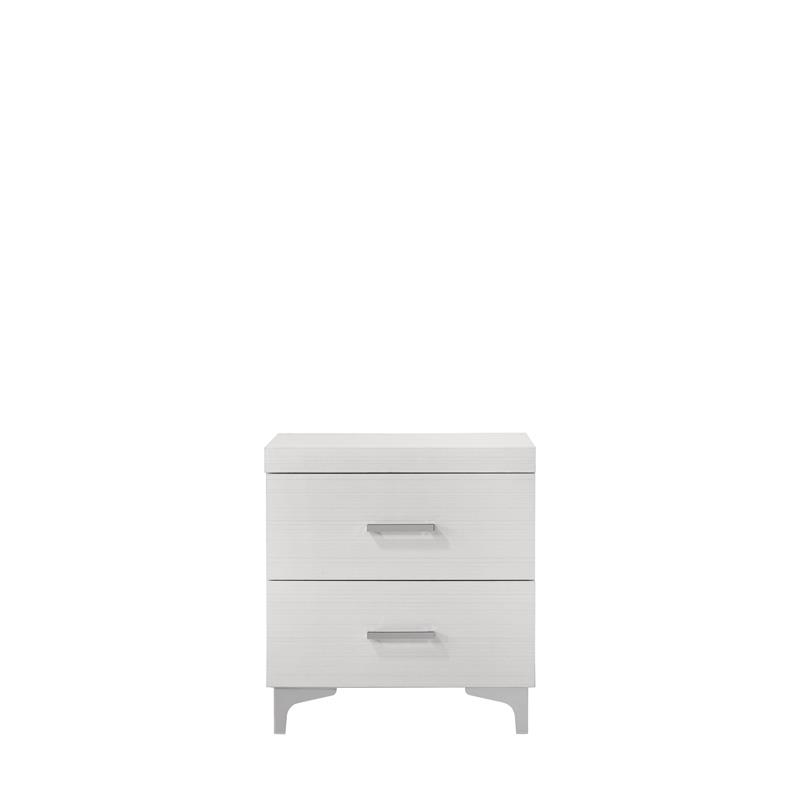 Pemberly Row Contemporary 2-Drawer Wood Nightstand in White Finish