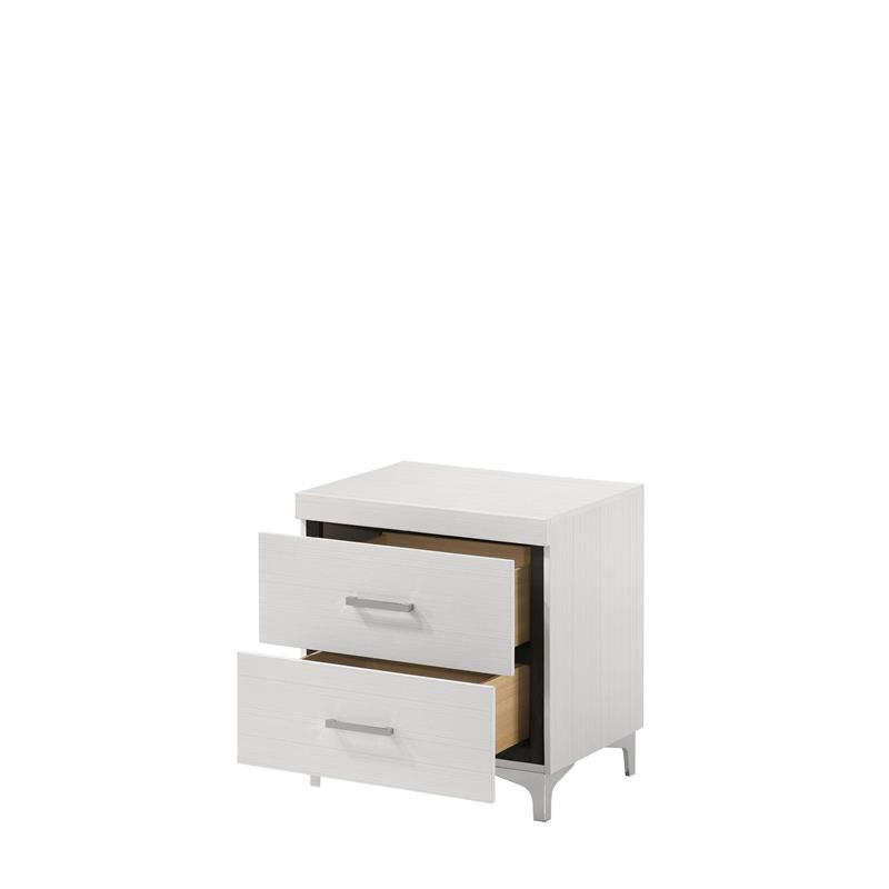 Pemberly Row Contemporary 2-Drawer Wood Nightstand in White Finish